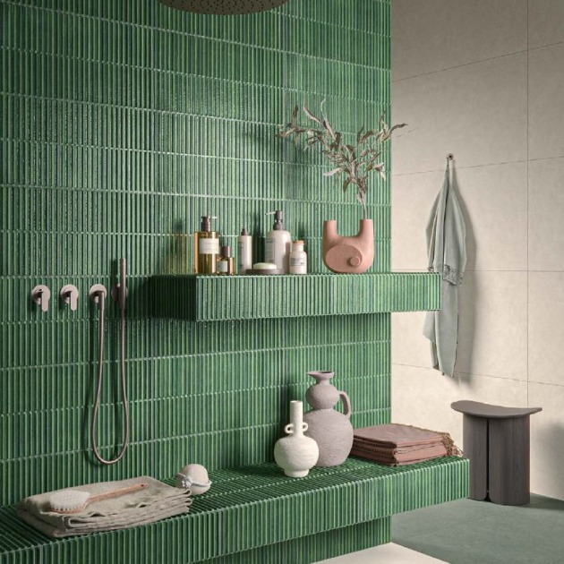 Homey Stripes Green Glossy plytelės (2)