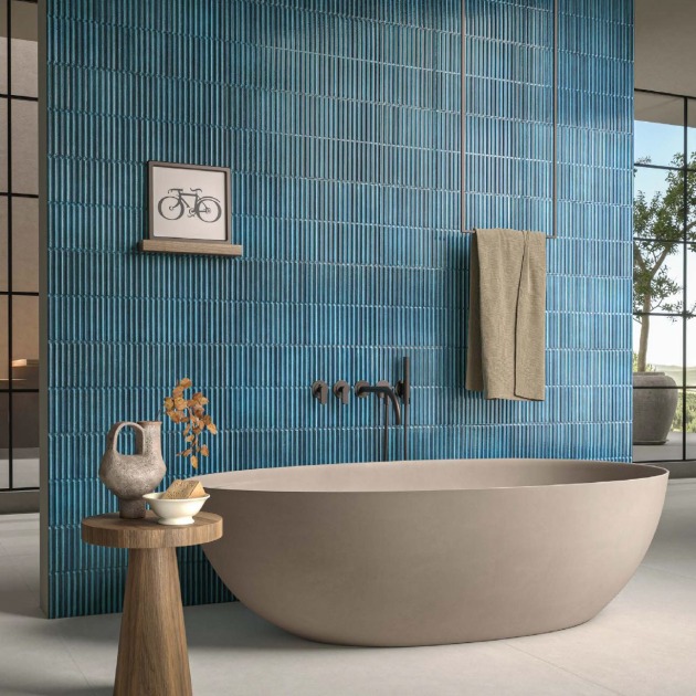 Homey Stripes Blue Glossy plytelės (2)