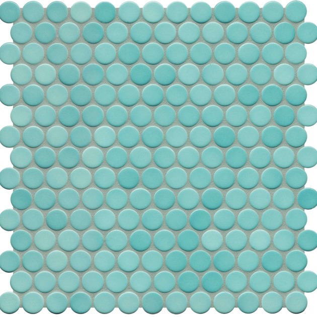 Apvali mozaika ᴓ2cm Aqua Blue