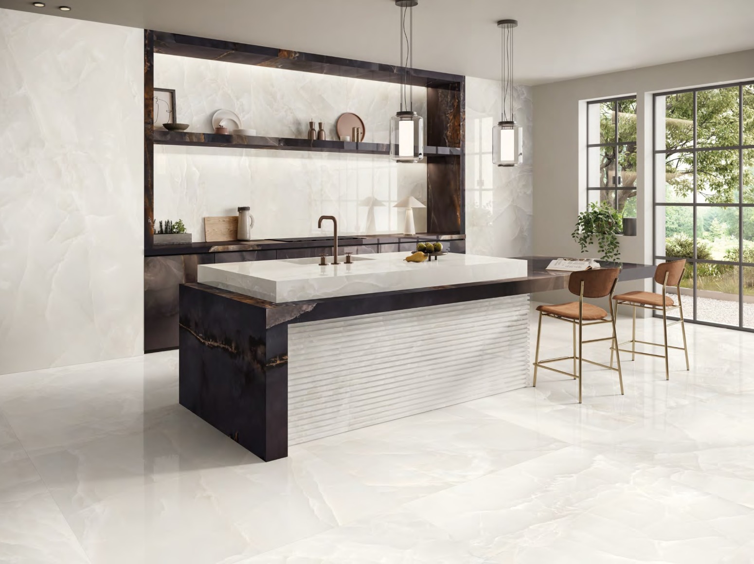 60x120cm Onyx Ivory Silktech plytelės