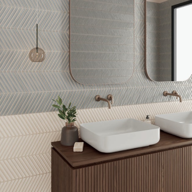 Spike Bars Deep White Gloss plytelės (3)