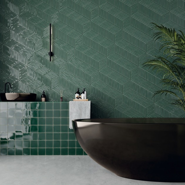 Spike Bars Royal Green Gloss plytelės (2)